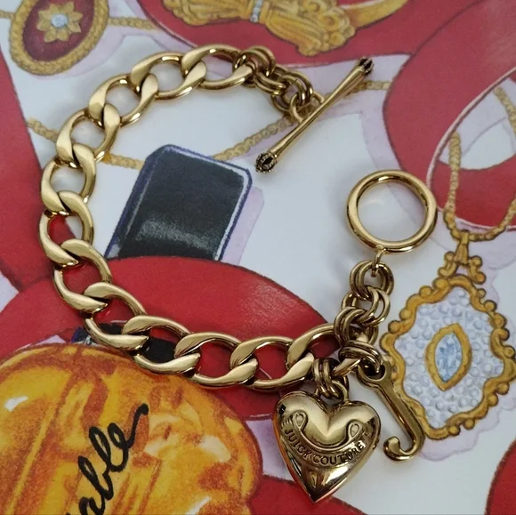 Juicy Couture puffy heart link bracelet vintage - Picture 3 of 7